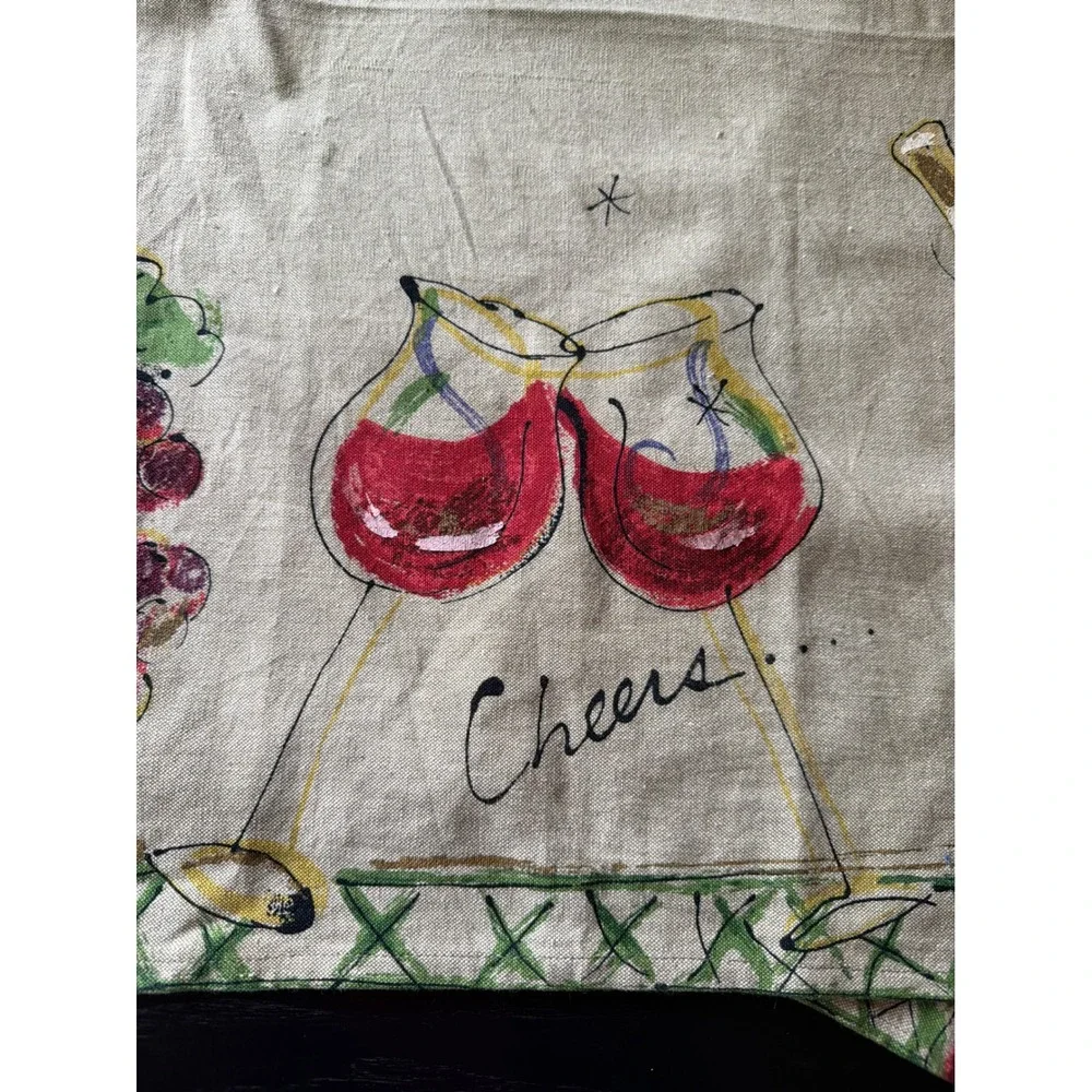 Julia Junkin Studio Placemats Beige Wine Grapes Cheers Set of 2 Western Linen